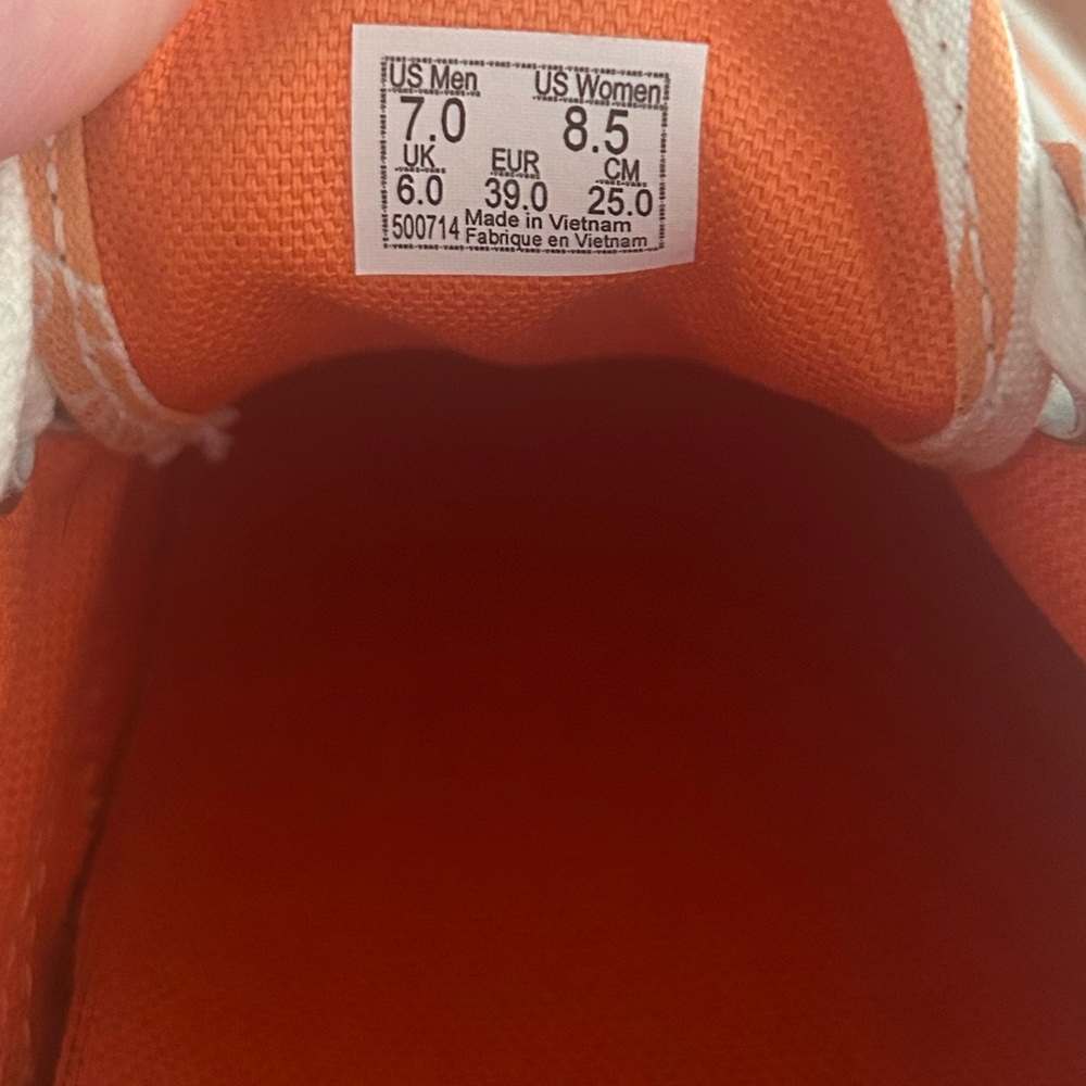 Vans Sz 8.5 Women's Canvas Sneakers - Cream and Orange Floral - Picture 5 of 5